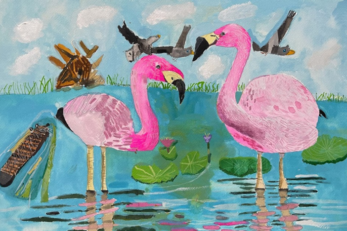 David J., The River of Two Flamingos